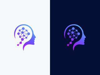 brain tech logo and human head logo