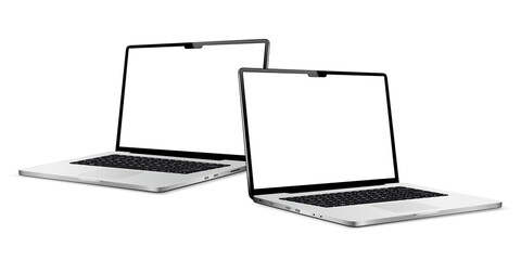 Wall Mural - Two laptops with blank screen mock up