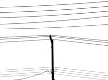 Street Electric Pole Silhouette Isolated On White Background