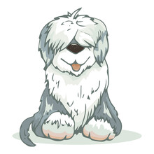 170_dogs And Accessories_cute Big Dog Of The Commander Breed, Fluffy, Shaggy, Good Friend, Pet, Vector Illustration For A Card, Banner, Sign, Symbol Of A Groomer, Veterinarian,