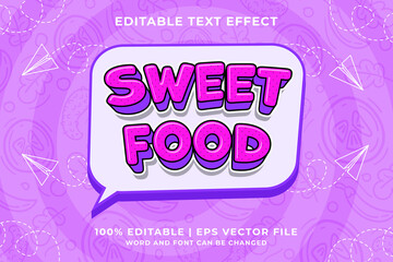 Editable text effect Sweet Food 3d Traditional Cartoon template style premium vector