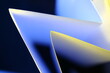Triàngulos de papel blanco con luz transversal rasante de color azul y amarillo, forma un bello diseño abstracto para fondos