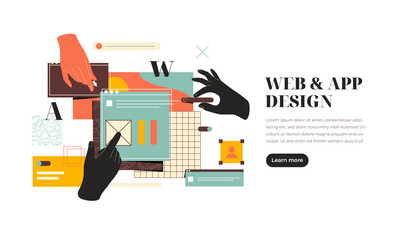 Website and application design development landing page.