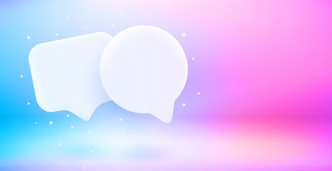 Poster - Speech clouds. 3d vector landscape orientation banner with copy space