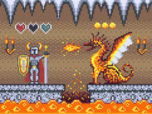 Knight And Dragon On Dungeon Game Location