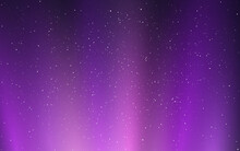 Northern Lights. Beautiful Starry Background With Purple Gradient. Abstract Cosmos Texture With Glow Effect. Magic Milky Way With Constellations. Vector Illustration