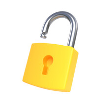 Yellow Padlock Isolated On A White Background. Security Concept. 3D Rendering 3D Illustration