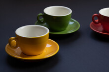 Beautiful Color Cups On A Dark Background