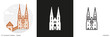 Zagreb Cathedral  filled outline and glyph icon. Landmark building from the capital city of Croatia
