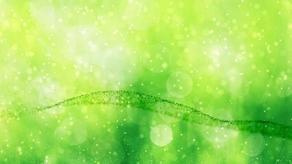 Canvas Print - looping green spring season wavy particles animation. copy space animation.