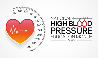 Wall Mural - National High Blood pressure (HBP) education month is observed every year in May. it is also called hypertension. vector illustration.
