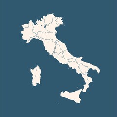 simple map of italy isolated on blue background. vector