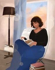 woman reading a book