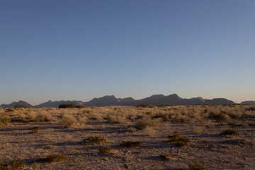 Landscape at sunset in the desert in Ciudad Juarez Chihuahua Mexico