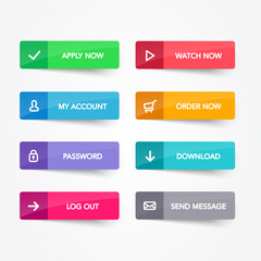 Wall Mural - colorful ui button set with icons