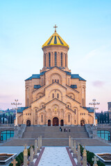 Wall Mural - Holy Trinity Cathedral of Tbilisi - Sameba in the evening, Georgia