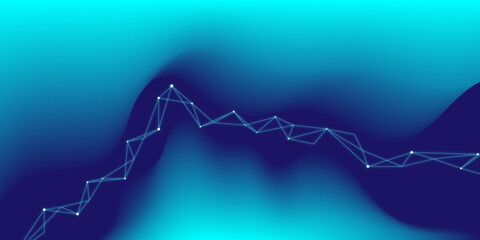 Wall Mural - Modern Abstract Background with Motion Waves and Lowpoly Elements and Vibrant Blue Gradient Color