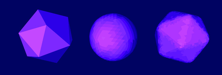 Aufkleber - Set of 3D spheres with geometric pattern. Collection of abstract vector elements for logotype template.