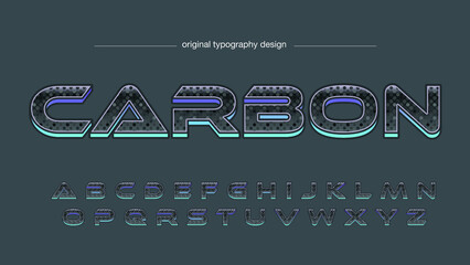 Wall Mural - blue outline 3d carbon fiber pattern futuristic font