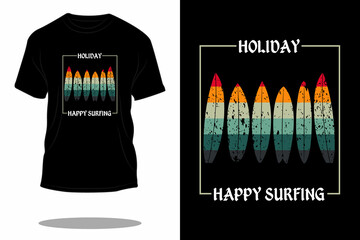 Wall Mural - holiday happy surfing retro t shirt design