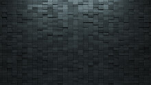 Futuristic Tiles Arranged To Create A Concrete Wall. Rectangular, 3D Background Formed From Semigloss Blocks. 3D Render