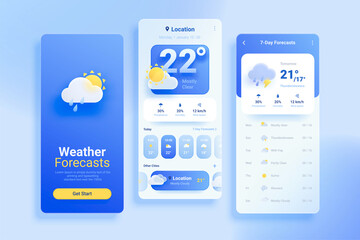 Wall Mural - 3d weather forecast ui app design