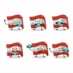 Sticker - Photographer profession emoticon with austria flag cartoon character