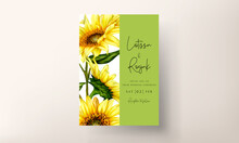 Beautiful Watercolor Blooming Sun Flower Wedding Invitation Card Template