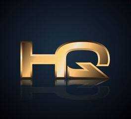 Sticker - Modern Initial logo 2 letters Gold simple in Dark Background with Shadow Reflection HQ