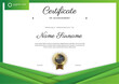 Modern green certificate design in professional style. Elegant, clean and simple certificate template