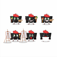 Sticker - Artistic Artist of binder clip cartoon character painting with a brush