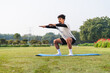 © Yogendra - young boy doing planks and yoga in the morning. Young sportsman stretching for his game. Sportsman, young boy, healthy lifestyle concept.