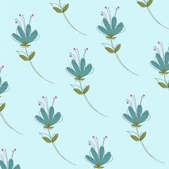 Naklejka na meble Vector illustration of flat pattern with simple flowers and leaves