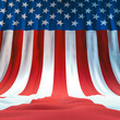USA flag stage backdrop - 3D illustration of huge flowing stars and stripes cloth background