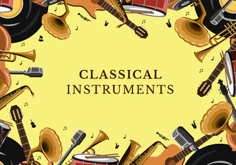 Wall Mural - Background Illustration Vector Classical Music and Istruments