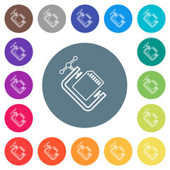 Sticker - SD memory card compress outline flat white icons on round color backgrounds