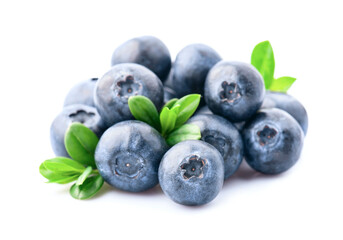 Wall Mural - Sweet blueberries with leaves