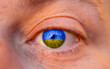 Pupille im Auge in Ukraine Farben