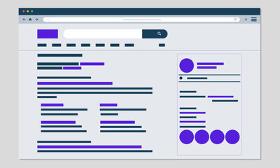 Search result with profile website landing page design,  flat user interface concept design.