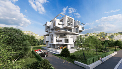 Fototapete - Modern upscale residential building