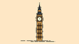 Fototapeta Big Ben - Big ben of london isolated on light cream vector stock image.