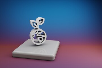 Leinwandbilder - Beautiful abstract illustrations eco symbol icon on a  ceramic stand and bright colored background. 3d rendering illustration. Background pattern for design. Save Ecological.