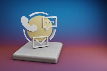 Aufkleber - Beautiful abstract illustrations Customer Support symbol icon on a  ceramic stand and bright colored background. 3d rendering illustration. Background pattern for design. Online Shopping.
