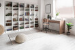 © Pixel-Shot - Interior of modern home library with workplace