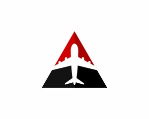 Wall Mural - flight airplane in the triangle logo