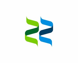 Wall Mural - Z and Z Letter with blue and green logo