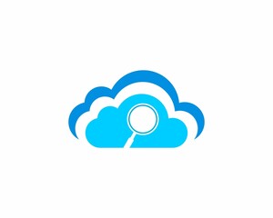 Wall Mural - Magnifying glasses inside the cloud logo