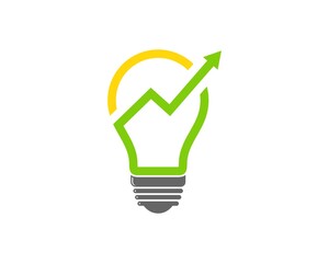 Wall Mural - Simple electrical bulb with arrow up inside