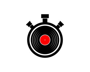 Wall Mural - Stopwatch timer with black vinyl music inside