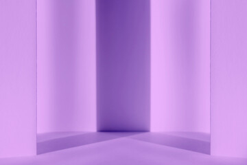 Leinwandbilder - Abstract purple 3d studio background for cosmetic product presentation. Empty violet room with shadows of window. Display product with blurred backdrop.